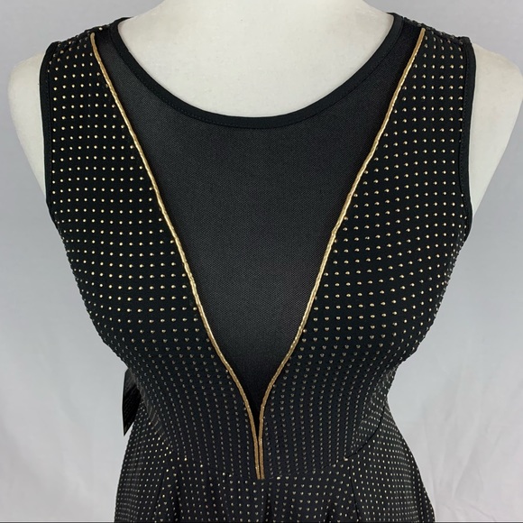 NWT | Express | Black Sleeveless Dress w/ Gold studs dress | Sz 0 - Picture 6 of 16